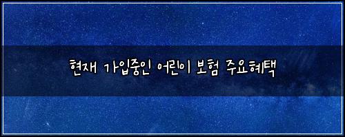 현재 가입중인 어린이 보험 주요혜택 