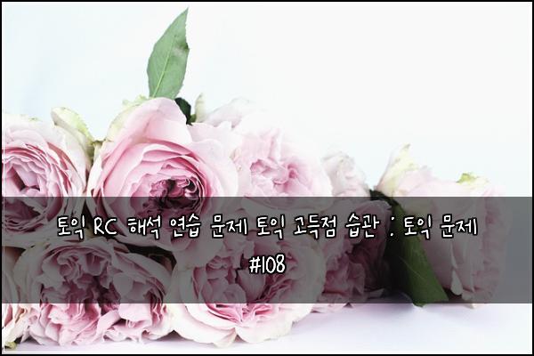 토익 RC 해석 연습 문제 토익 고득점 습관 : 토익 문제 #108