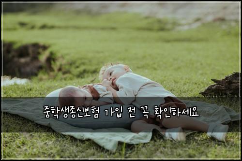 중학생종신보험 가입 전 꼭 확인하세요