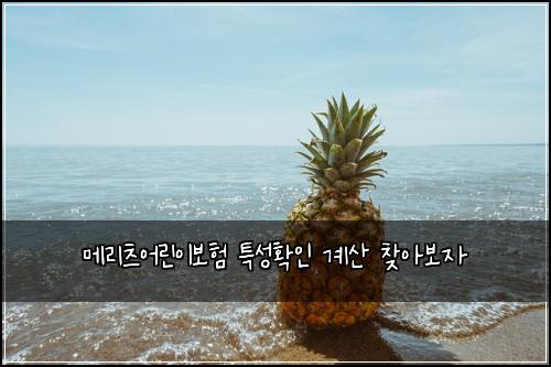 메리츠어린이보험 특성확인  계산 찾아보자