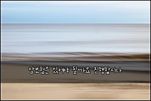 암보험은 있어야 될까요 진행합시다