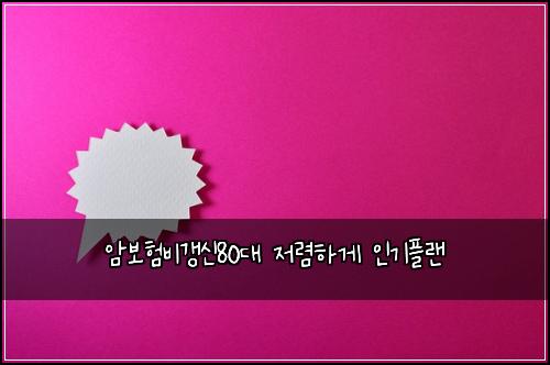 암보험비갱신80대 저렴하게 인기플랜