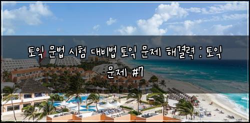토익 문법 시험 대비법 토익 문제 해결력 : 토익 문제 #7