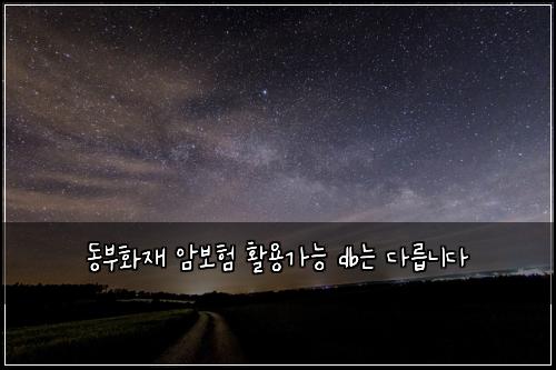 동부화재 암보험 활용가능  db는 다릅니다