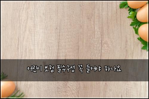 어린이 보험 필수구성  꼭 들어야 하나요