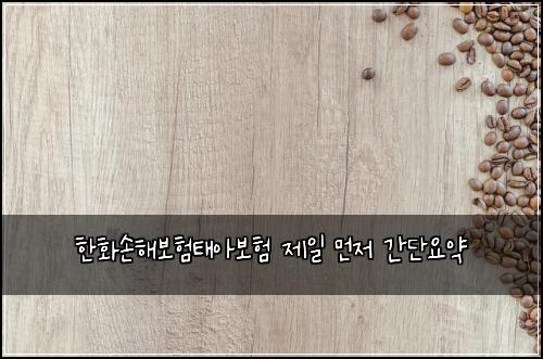 한화손해보험태아보험 제일 먼저 간단요약