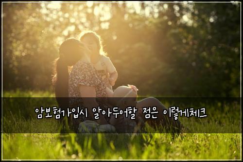암보험가입시 알아두어할 점은 이렇게체크