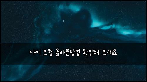 아이 보험 올바른방법  확인해 보세요