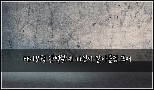 태아보험 완벽설계  가입시 알아볼점 프머