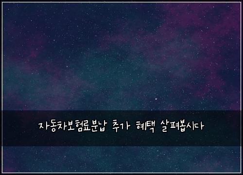자동차보험료분납 추가 혜택 살펴봅시다