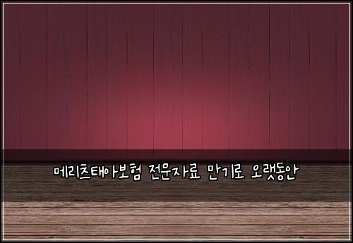 메리츠태아보험 전문자료  만기로 오랫동안