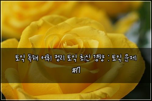 토익 독해 어휘 정리 토익 최신 경향 : 토익 문제 #17