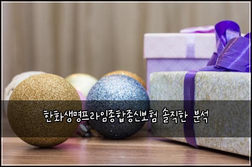 한화생명프라임종합종신보험 솔직한 분석
