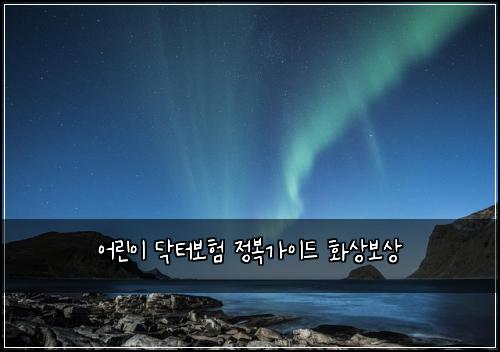 어린이 닥터보험 정복가이드  화상보상
