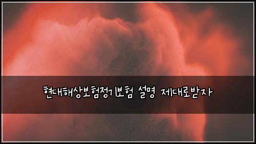 현대해상보험정기보험 설명 제대로받자