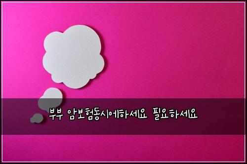 부부 암보험동시에하세요 필요하세요